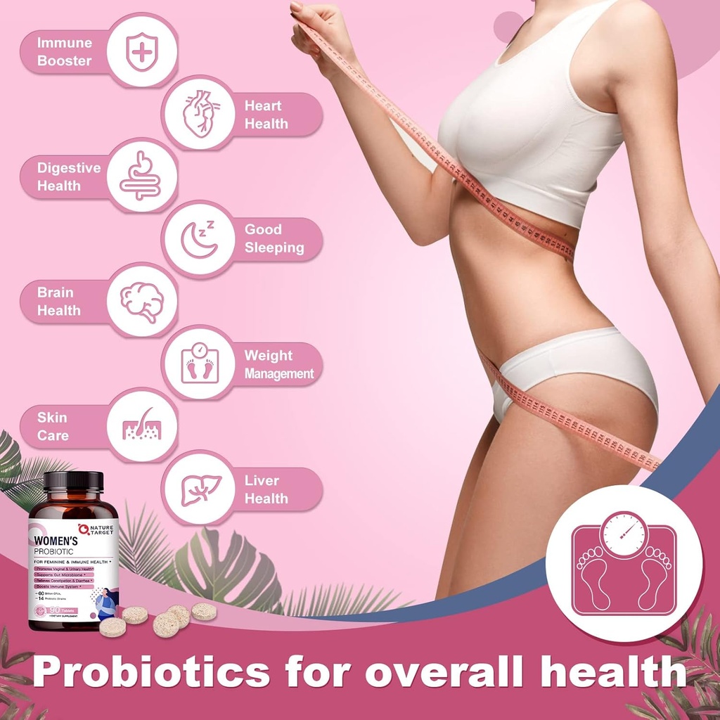 NATURE TARGET Women's Probiotics & Prebiotics, Cranberry & D-Mannose, 50-Billion-CFUs, Organic Probiotics for Digestive Health/Gut Health/Immune Booster/Weight Management 6