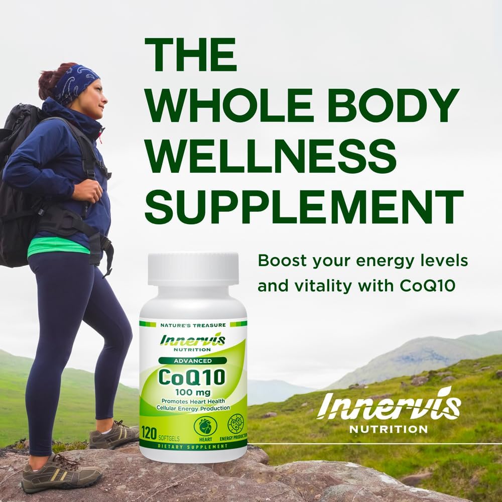 CoQ10 100mg – Heart & Energy Support with Powerful Antioxidant, 120 Softgels, Easy-to-Swallow | Innervis Nutrition 4