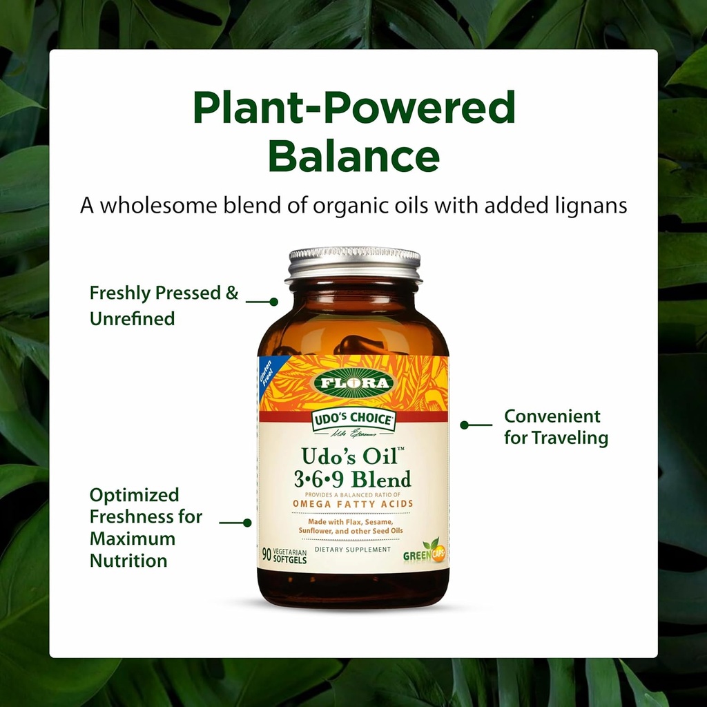Flora Udo's Oil 3-6-9 Blend - Contains Organic Coconut, Flax Seed Oil & More - 90 Vegetarian Softgels 5