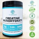 Creatine Monohydrate Micronized Powder Unflavored 500G, 5000mg Per Serv (5g), 100 Servings 5