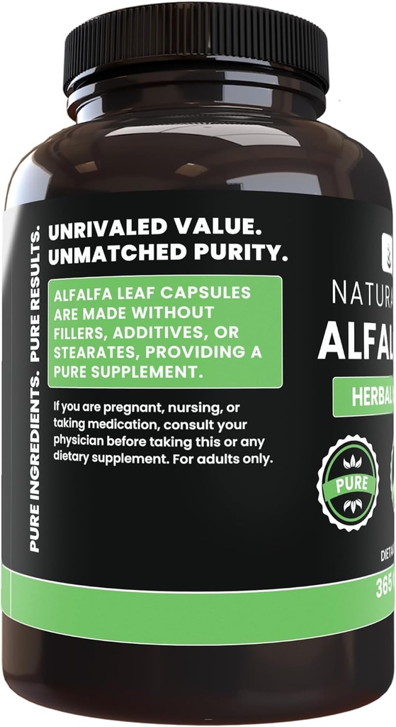 PURE ORIGINAL INGREDIENTS Alfalfa Leaf (365 Capsules) No Magnesium Or Rice Fillers, Always Pure, Lab Verified 3