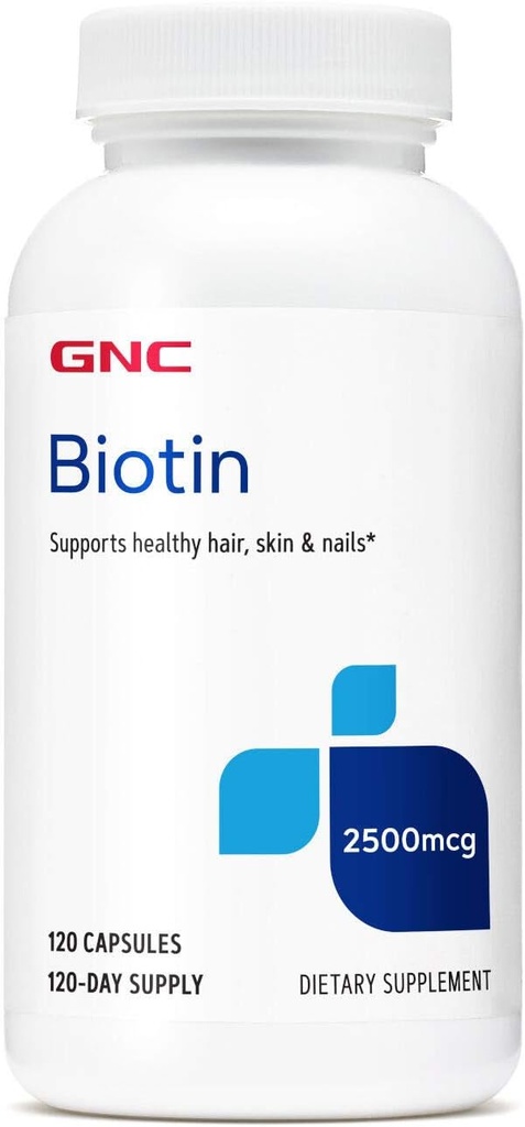 GNC Biotin 2500mcg Supplement, Supports Healthy Hair, Skin and Nails, 120 Servings 2