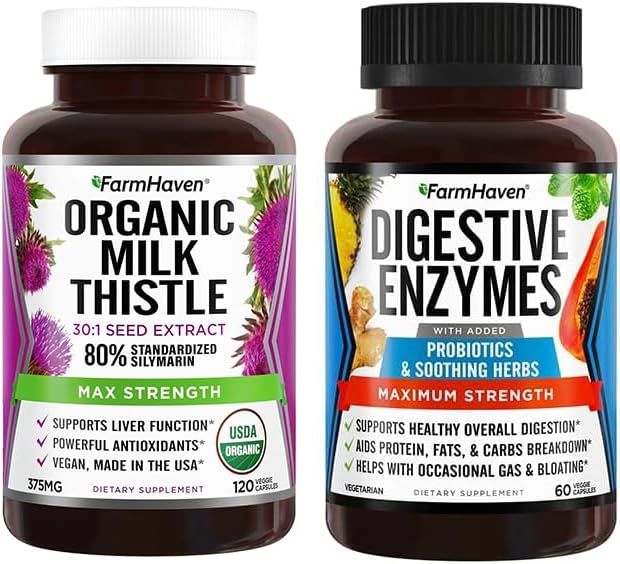FarmHaven Digestive Enzymes with 18 Probiotics & Herbs Milk Thistle Capsules 2