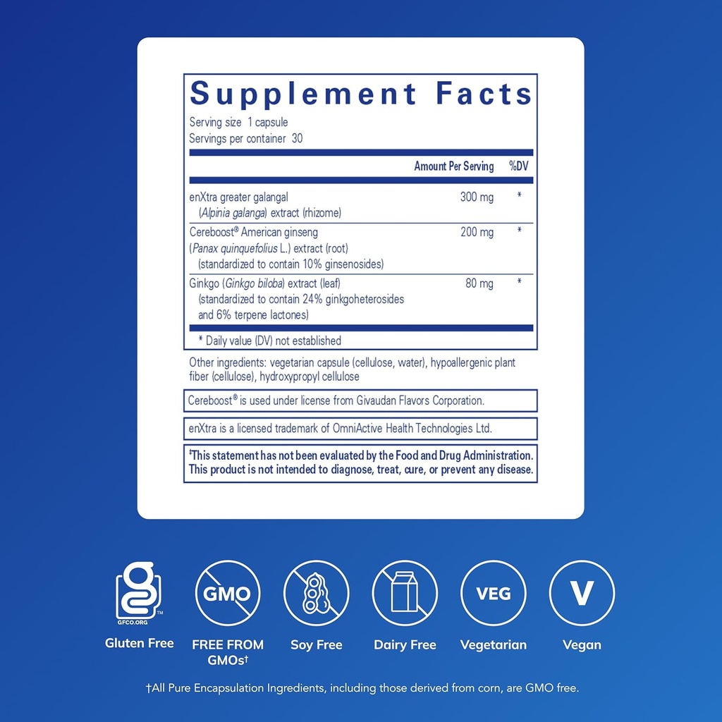 Pure Encapsulations Rapid Mental Energy - Vegan Memory Supplement to Support Brain Health - Ginkgo Biloba Extract, Alpinia Galanga & American Ginseng Extract - Non-GMO & Gluten-Free - 30 Capsules 3