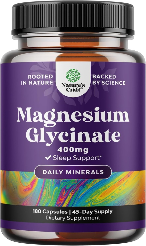 Pure Magnesium Glycinate Supplement 400mg Per Serving - Vegan High Absorption Chelated Magnesium Capsules for Women & Men with Elemental 400mg for Mood Sleep and Relaxation Support - 180 Count 2