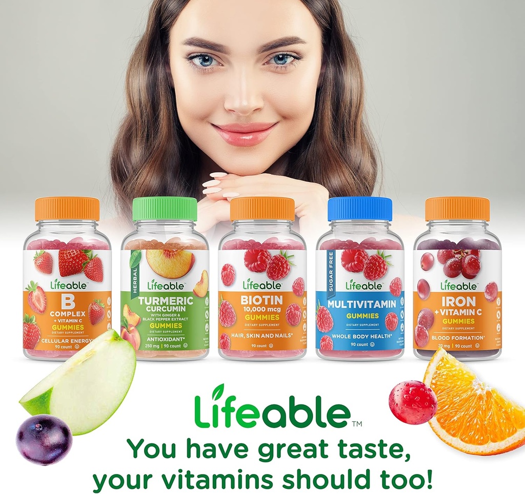 Lifeable Collagen & Vitamin C + Vitamin D 5000 IU, Gummies Bundle - Great Tasting, Vitamin Supplement, Gluten Free, GMO Free, Chewable Gummy 6