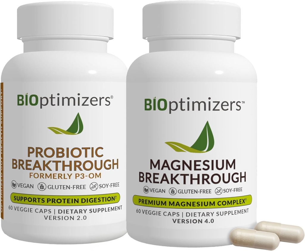 BiOptimizers - P3-OM (60 Capsules) and Magnesium Breakthrough 4.0 (60 Capsules) Supplement Bundle 2