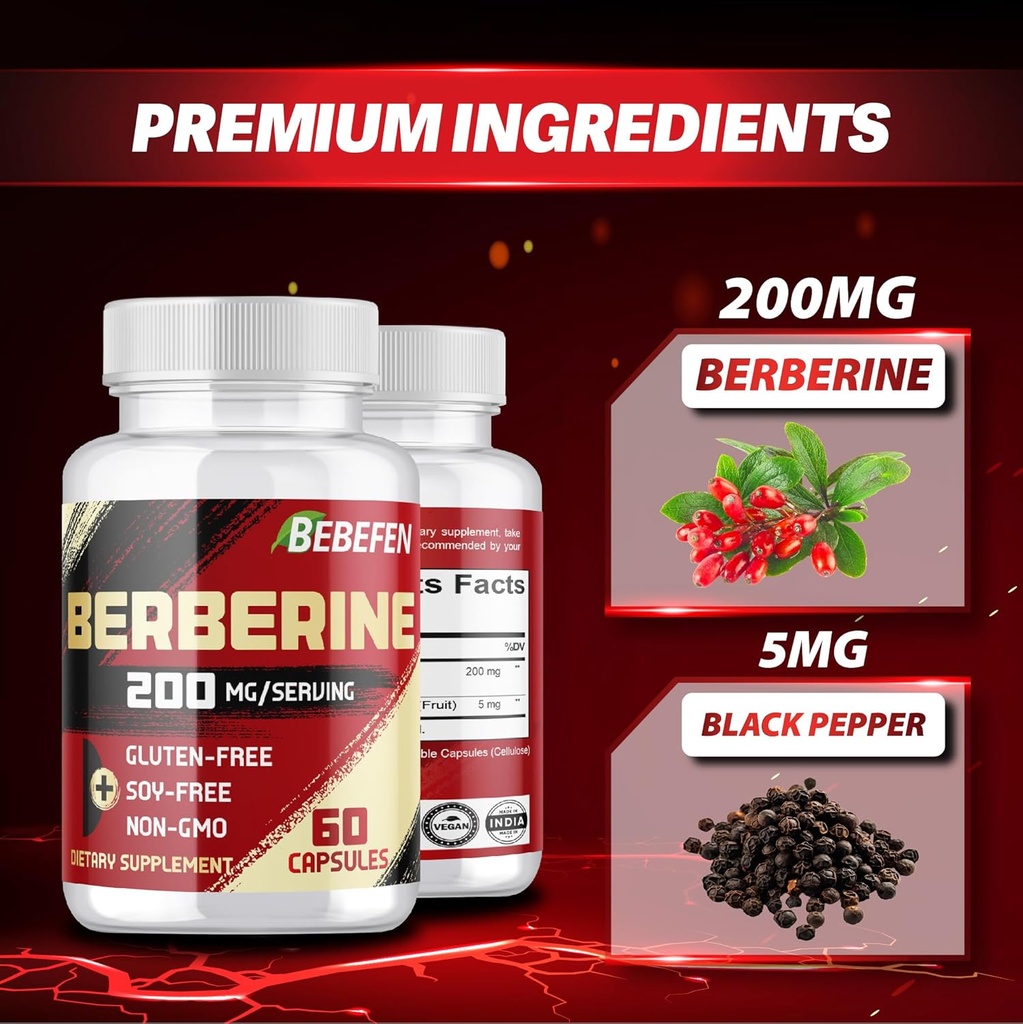 Berberine HCL Supplement 2000mg - Supports Immune System, Cardiovascular Health - Non GMO | Gluten Free 6