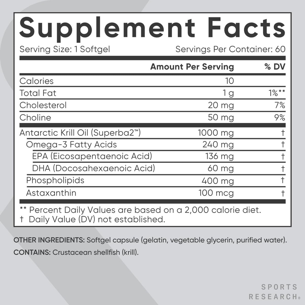 Sports Research Antarctic Krill Oil Omega 3 1000mg (Double Strength) with Phospholipids, Choline & Astaxanthin, Triple Strength Omega 3 Fish Oil Single-Source Wild Alaska Pollock 1250mg, Vitamin D3 K2 5