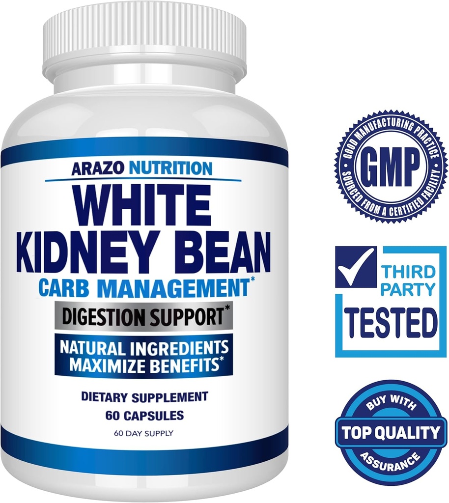 Arazo Nutrition White Kidney Bean Extract - 100% Pure Carb Blocker and Fat Absorber for Weight Support - Intercept Carbs 3