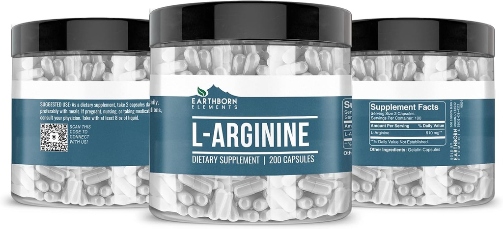 Earthborn Elements L-Arginine Pure & Undiluted, No Additives (200 Capsules) 5