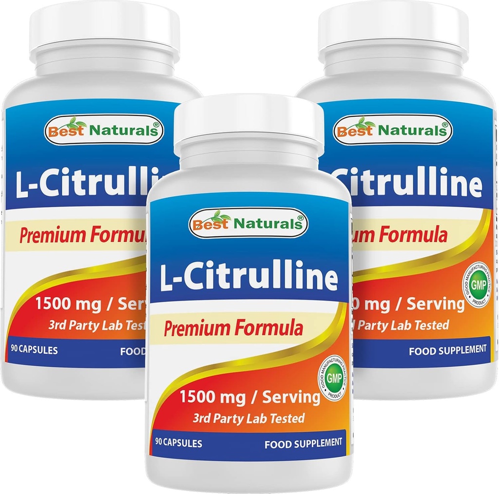 Best Naturals L-Citrulline Capsules - 1500mg/Serving - Non-GMO - Gluten Free - 90 Capsules (90 Count (Pack of 3)) 2