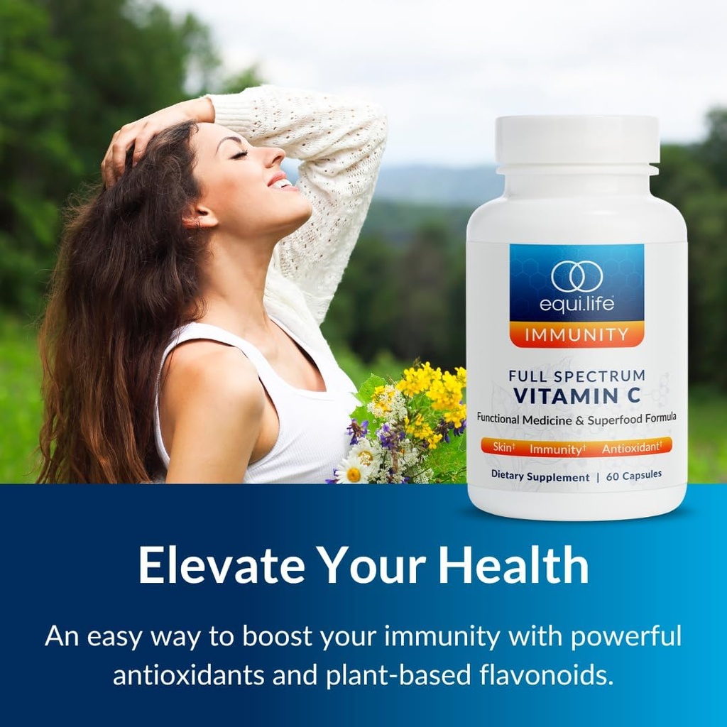 Equilife Full Spectrum Vitamin C Supplement with Quercetin, Hibiscus, and Rutin, Plant Based Antioxidant Formula, Gluten Free, Soy and Dairy Free, Non GMO, Easy to Use, 60 Capsules 5