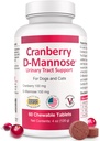 Cranberry D-Mannose Urinary Tract Supplement for Dogs & Cats – Bladder & UTI Health Support – Cranberry Extract, D-Mannose & Vitamin C–Promotes Urinary Wellness & Kidney Function – 60 Chewable Tablets 2