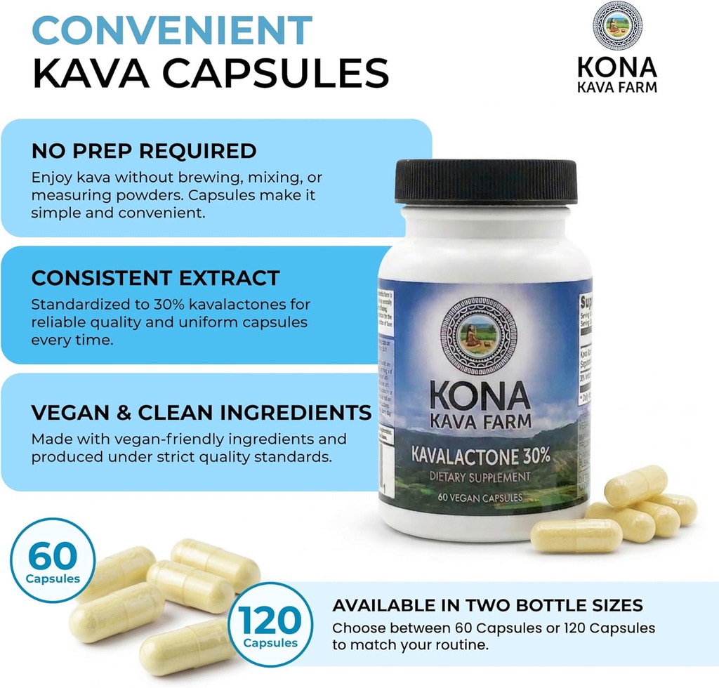 30% Kavalactone Kava Extract Capsules (120 Capsules) 5