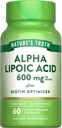 Nature's Truth Alpha Lipoic Acid 600mg | plus Biotin Optimizer | 60 Capsules | Non-GMO & Gluten Free Supplement 2