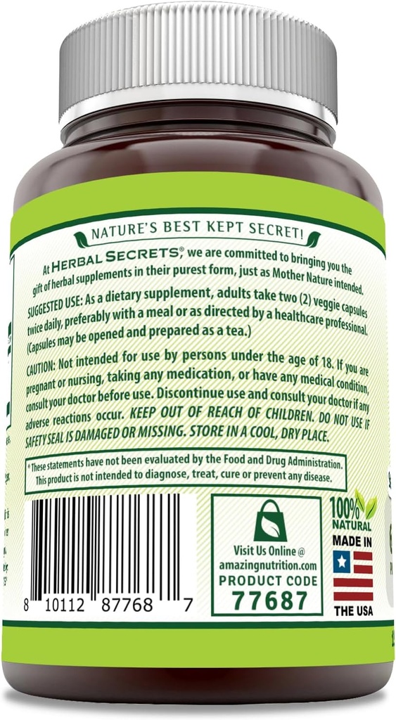 Herbal Secrets Green Tea Extract 630 Mg Per Serving | Veggie Capsule Supplement | Non-GMO | Gluten Free | Made in USA (1 Pack, 120 Count) 4