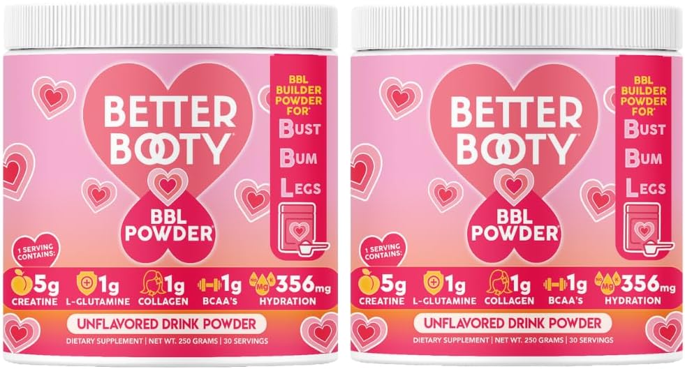 Creatine Monohydrate Powder for Women, Complex w. 5G Creatina per Serving + Glutamine, Collagen, BCAAs & Hydration Blend Energy, Muscle + Glute Builder, Unflavored 2-Pack (60 Servings) 2