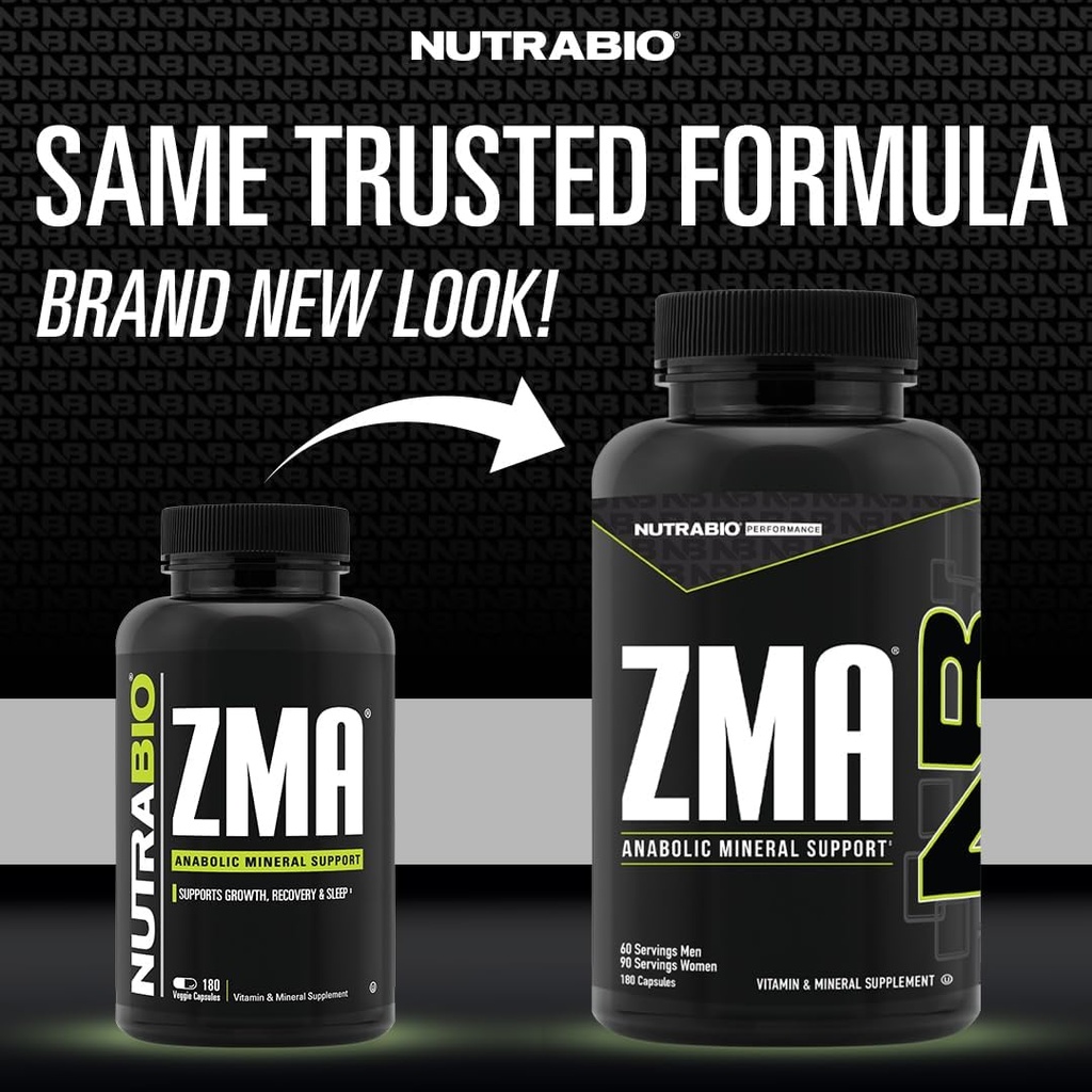 NutraBio ZMA Supplements for Men & Women- Zinc Magnesium Supplements to Support Hormone Levels, Peak Performance, Sleep, Muscle Recovery, Immune Health, 180 Ct. 3