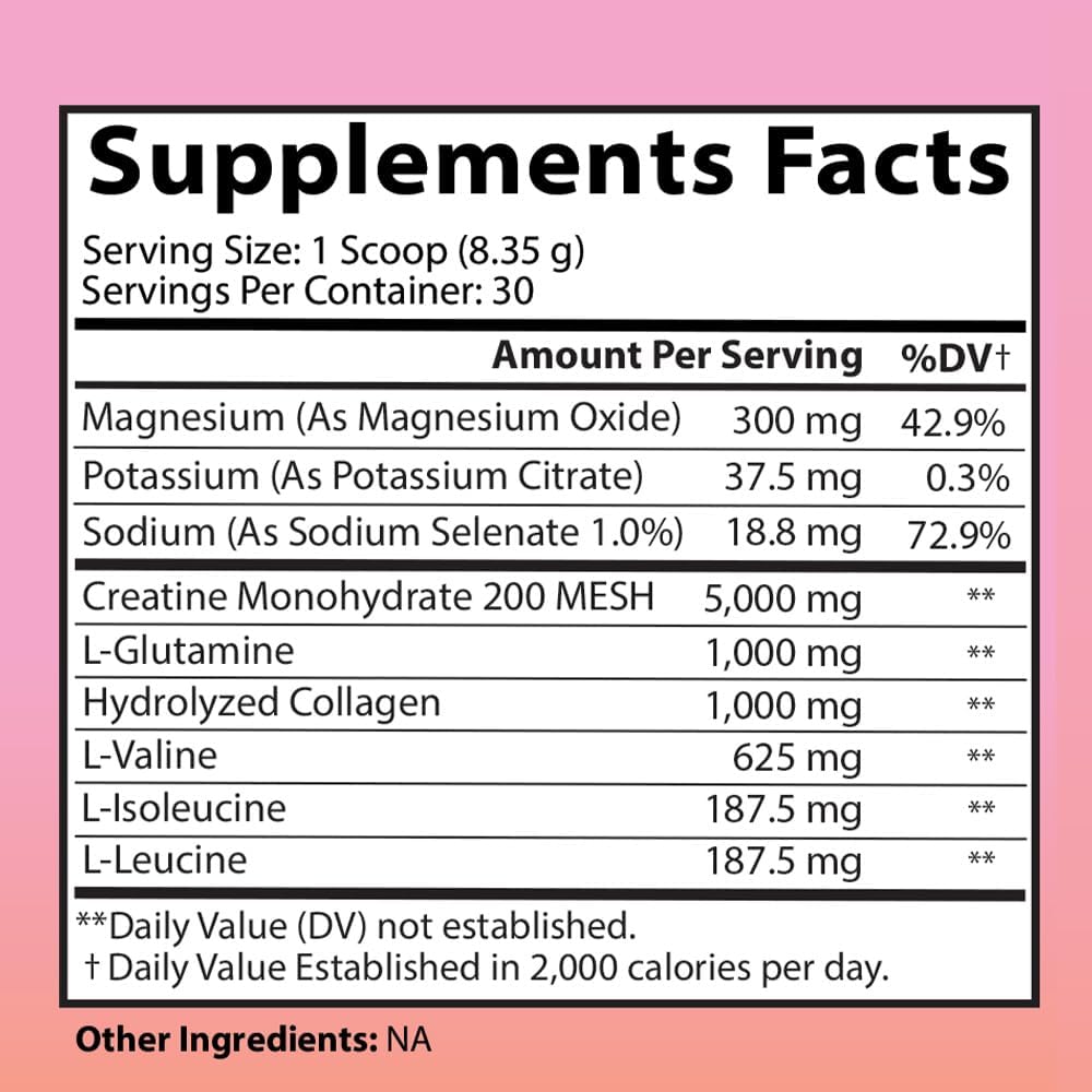 Creatine Monohydrate Powder for Women, Complex w. 5G Creatina per Serving + Glutamine, Collagen, BCAAs & Hydration Blend Energy, Muscle + Glute Builder, Unflavored 2-Pack (60 Servings) 6