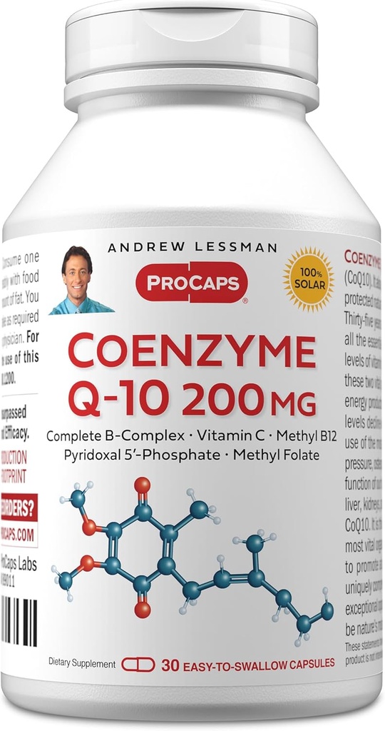 ANDREW LESSMAN Coenzyme Q-10 200 mg 30 Capsules - Essential for Energy Production and Optimum Key Organ Function, Anti-Oxidant Support, Depleted by Aging, Plus B-Complex. Easy to Swallow Capsules 2