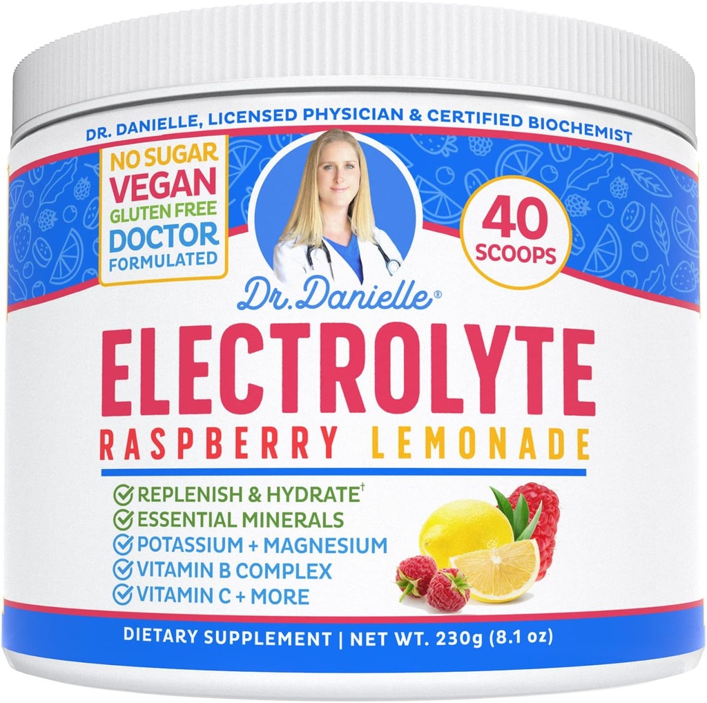 Dr. Danielle's Original Electrolyte Powder - Hydration Drink Mix Supplement - Boosts Energy & Keto-Friendly - No Maltodextrin & Sugar Free - Raspberry Lemonade Flavor 2