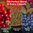 Tart Cherry Extract Capsules with Celery Seed Extract and Bilberry for Joint Support, Muscle Recovery, and Uric Acid Flush Support, Made in The USA - 90 Tart Cherry Capsules 6