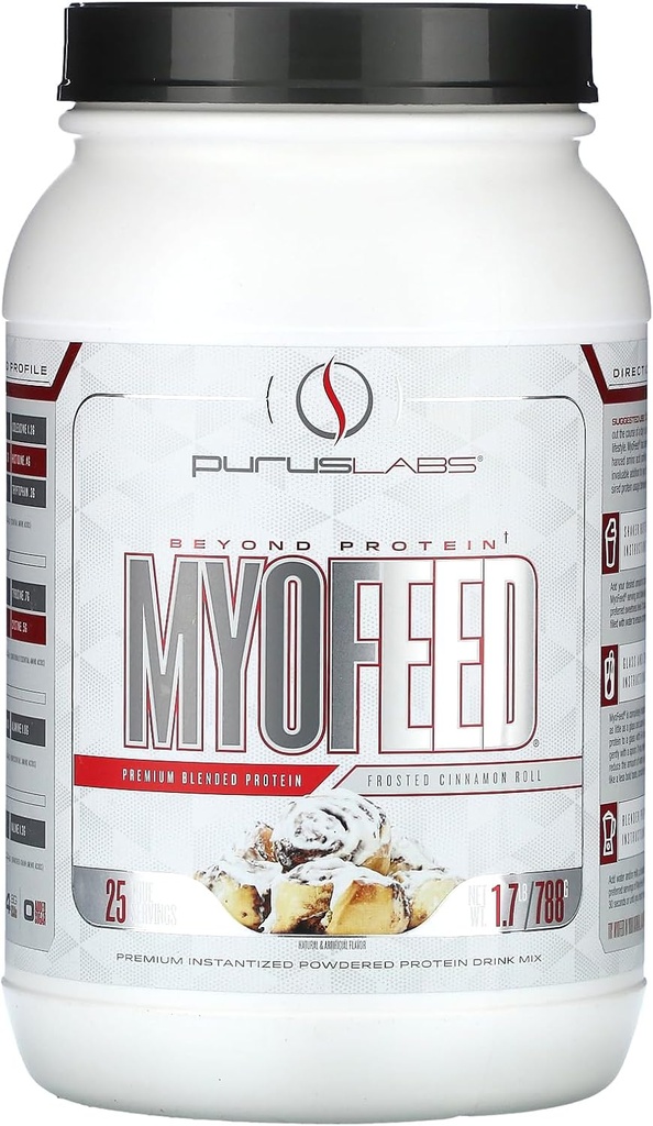 Purus Labs Myofeed Blended Protein | Ultra Filtered Whey Isolate & Concentrate | Soluble Fiber & Digestive Enzymes | 25 Servings (Frosted Cinnamon Roll) 2