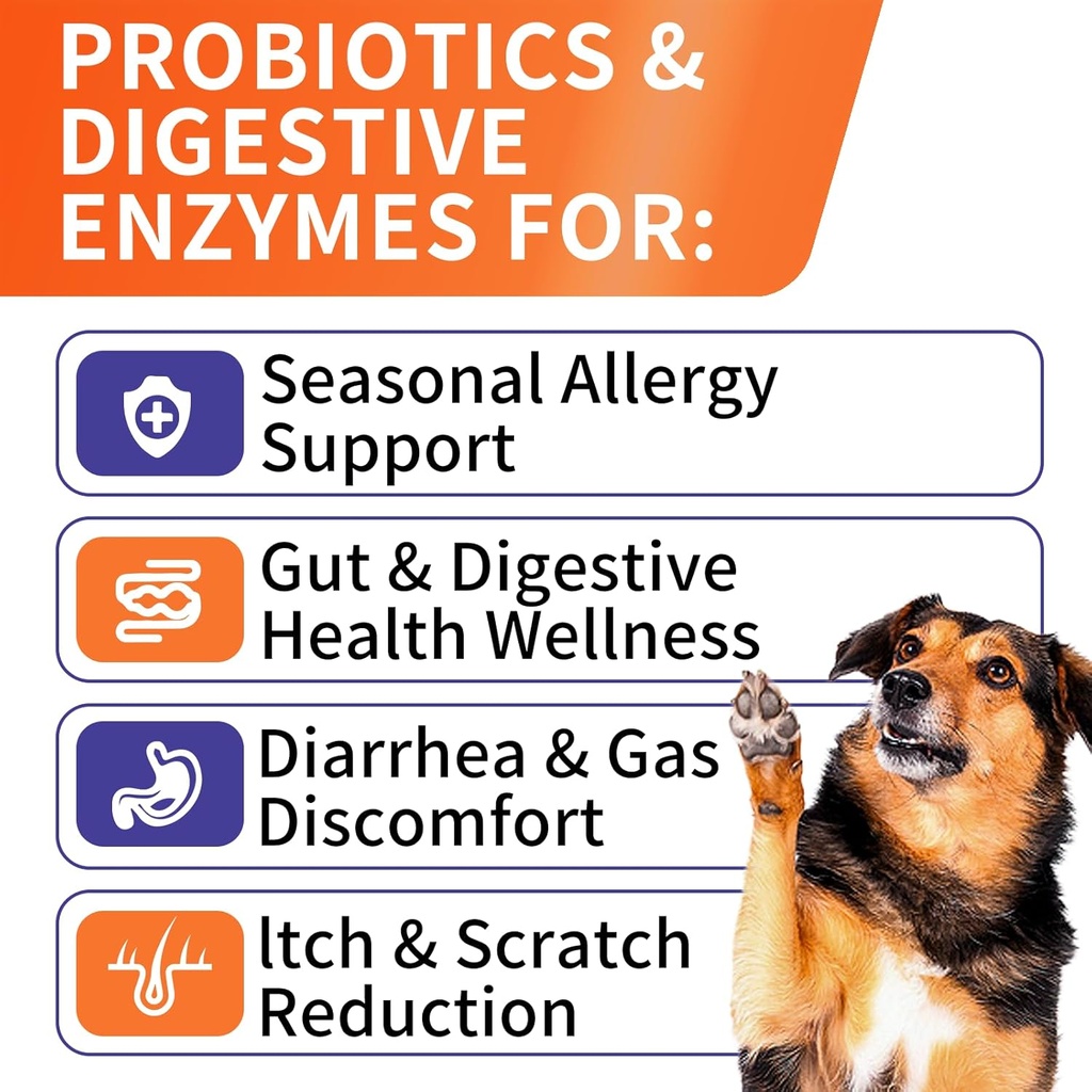 Probiotics for Dogs, Improve Yeast Balance, Itchy Skin Itchy Ears, Gut Health, Allergies, Immunity, Dog Probiotics and Digestive Enzymes with Prebiotics - Reduce Diarrhea (Chicken, 120 Chews) 3