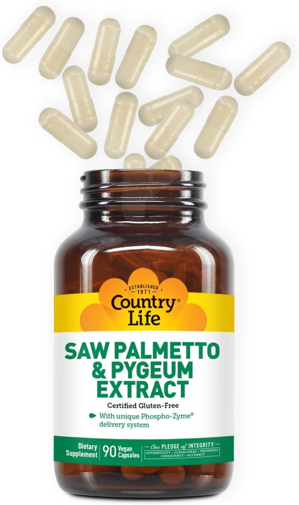 Country Life Saw Palmetto & Pygeum Extract - Prostate Health Supplement for Men's Health - Promotes Healthy Urinary Tract Function, 90 Capsules 5