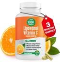 Liposomal Vitamin C Supplement Pills 1200 mg - High Absorption 180 Vegan Capsules Fat Soluble VIT C, Maximum Strength Immune System and Collagen Booster, Sunflower Lecithin 2