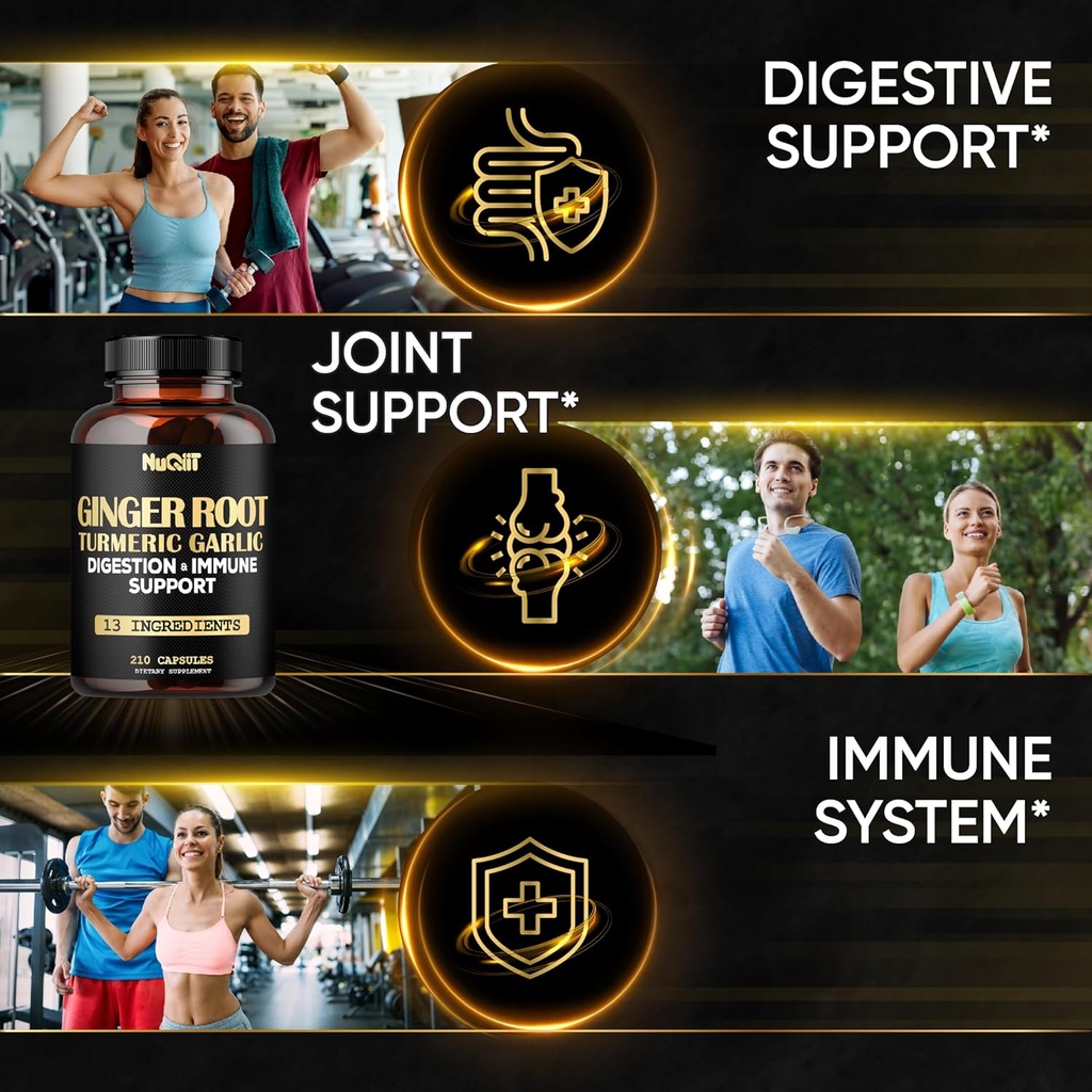 Ginger Supplements Capsules with Turmeric Curcumin, Garlic Bulb, Berberine HCl, Echinacea - 210 Capsules 4