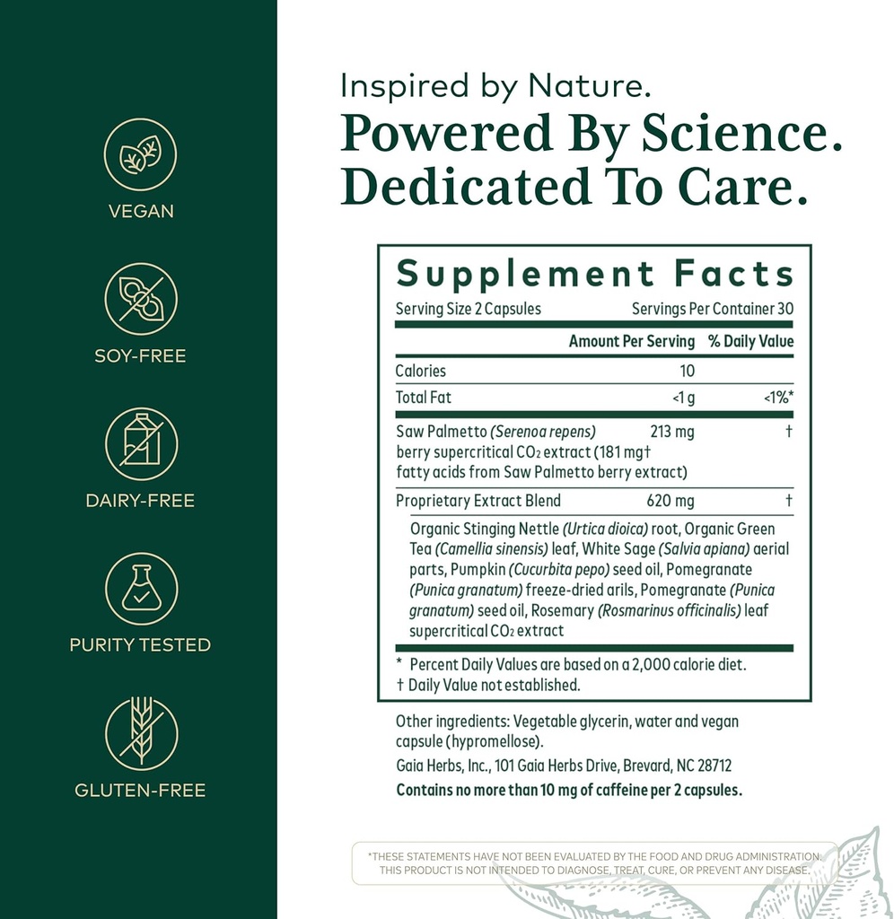 Gaia Herbs Pro Prostate Formula - Supplement Supports Prostate Health* - Antioxidant Support with Green Tea White Sage Pomegranate & Stinging Nettle Root - 60 Liquid Phyto-Caps (30 Servings) 3