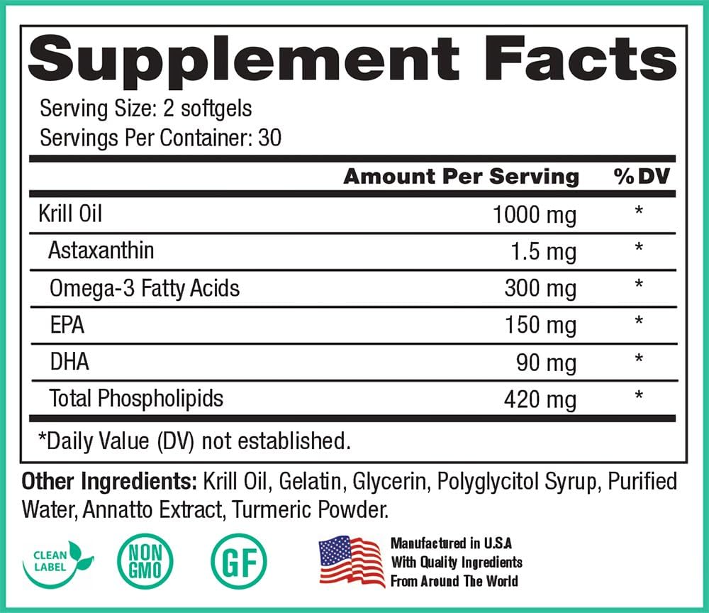Peak Pure & Natural, Peak Krill Oil Supplement - Better Than Fish Oil for Joint and Heart Health - Krill Oil Brain Supplement - EPA, DHA, and Astaxanthin - 60 softgels 4