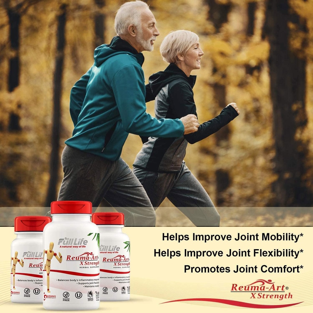Full Life Reuma-Art X Strength and Noni Capsules - Herbal Supplement - Organic Noni Fruit Extract - Kosher, Gluten-Free - 90 Veggie Capsules Each 6