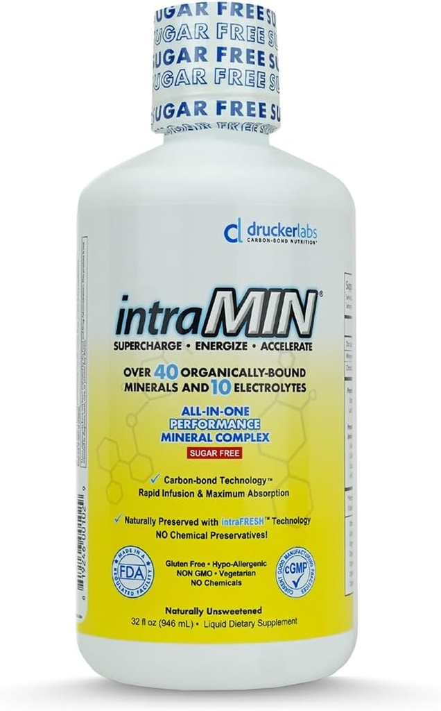 Drucker Labs - intraMIN Organic Liquid Minerals Supplement for Men, Women, Kids, Immune and Muscle Support, Non GMO, Gluten Free, Vegan, Electrolytes, Sugar Free (32 oz.,Unflavored) 2