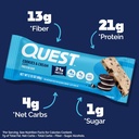 Quest Nutrition Cookies & Cream Protein Bars, 21g Protein, 4g Net Carbs, 1g Sugar, Gluten Free, Keto Friendly, 4 Count 5