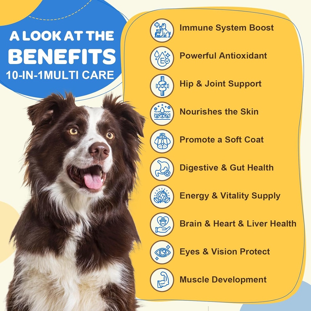 Dog Multivitamin with Probiotics - Dog Vitamins and Supplements - Multivitamin for Dogs with Glucosamine, Omega 3 and Probiotics for Dogs Digestive Health, Immunity, Joint, Hip, Skin and Coat 3