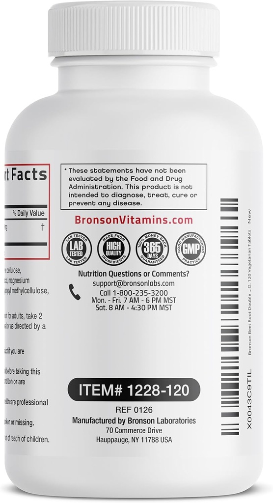 Bronson Beet Root Double Strength, Non-GMO, 120 Vegetarian Tablets 6