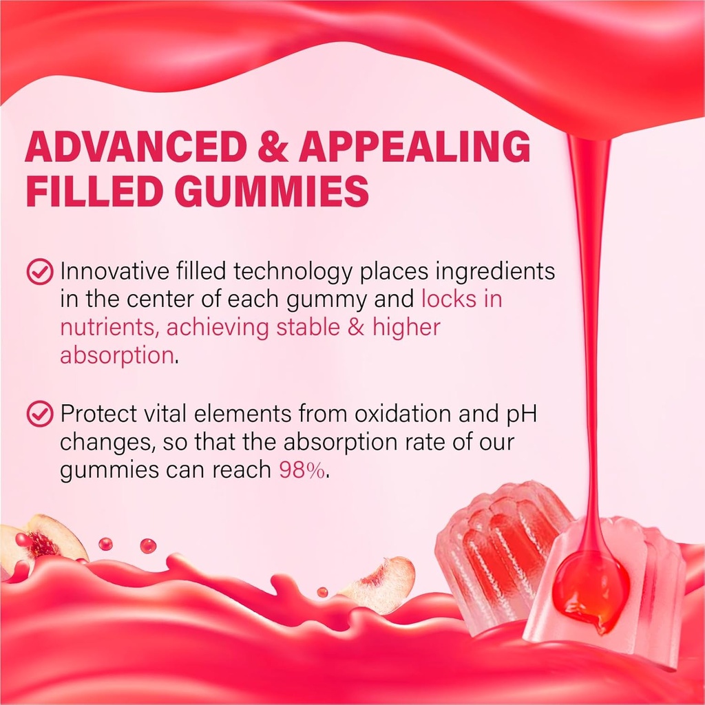 Ashwagandha Gummies 2500mg for Women & Men: Ashwagandha Supplement Gummy Extra Strength with Turmeric, Vitamin D3, L-Theanine, Magnesium - Filled Gummies, Strawberry Flavor, Vegan, Non-GMO 6