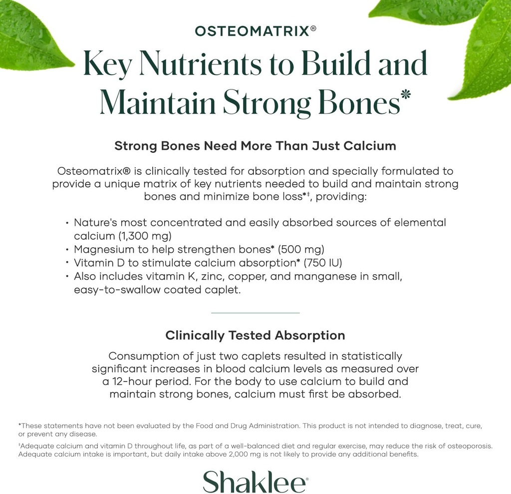 Shaklee OsteoMatrix® - Build & Maintain Strong Bones - 100% DV Calcium & Magnesium - Vitamins D & K - Zinc, Manganese - Clinically Tested for Absorption - 360 Caplets 5