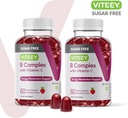 VITEEY Vitamin B Complex Gummies with Vitamin C, Sugar Free - Energy, Metabolism & Nerve Health - B6, B12, Folic Acid, Biotin - Vegan, Gelatin Free, GMO Free - Tasty Chewable Strawberry Flavored Gummy 3