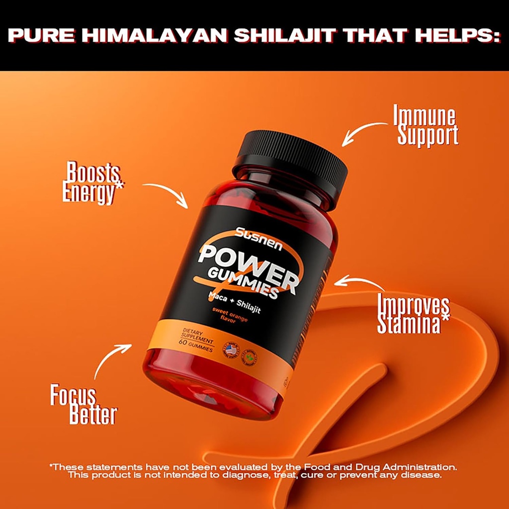 Power Gummies,with maca and shilajit,Inositol Gummies,Strengthens The Body and Promotes Absorption,shilajit Pure Himalayan Organic(60 Gummies) 3