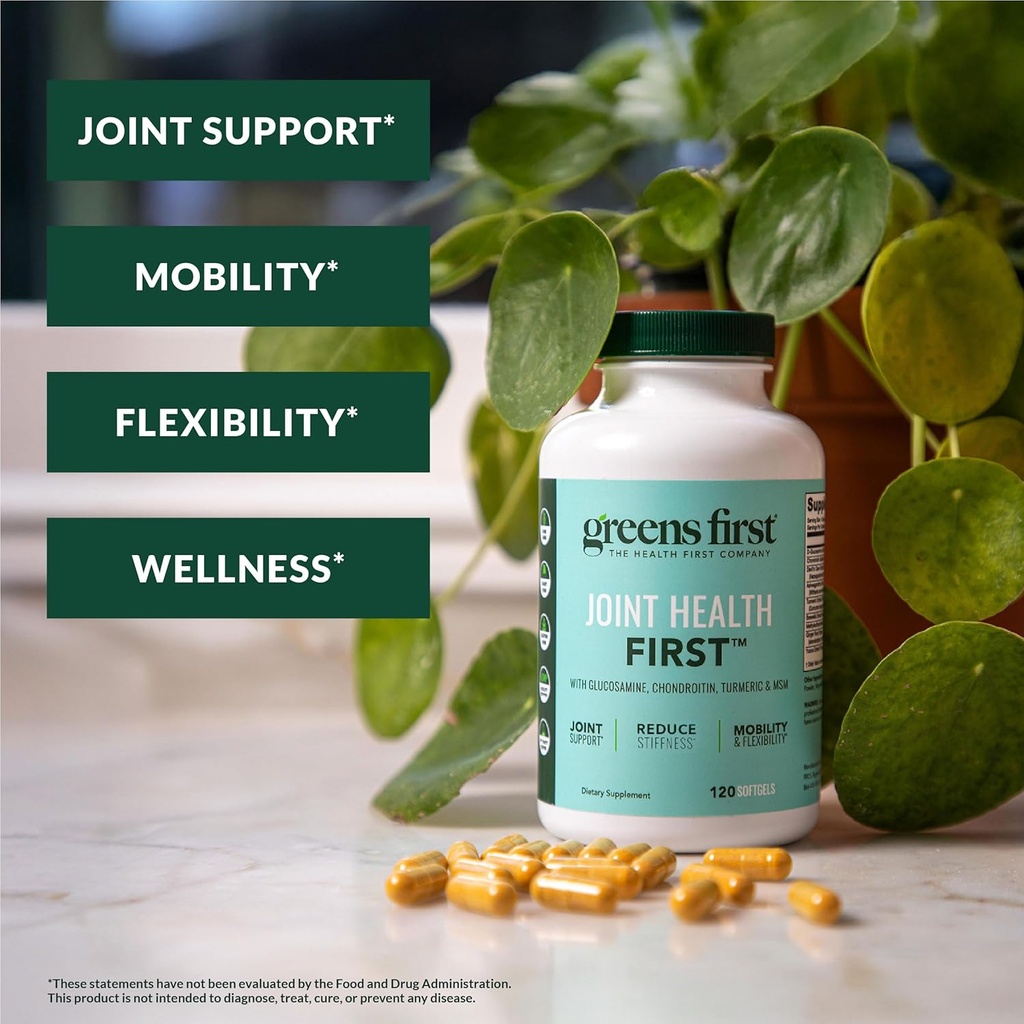 Greens First Joint Health First - Natural Joint Support Supplement with MSM, Turmeric, Ashwagandha, & Ginger - for Joint Support - Non-GMO/Dairy-Free/Gluten-Free (120 Softgels) 3