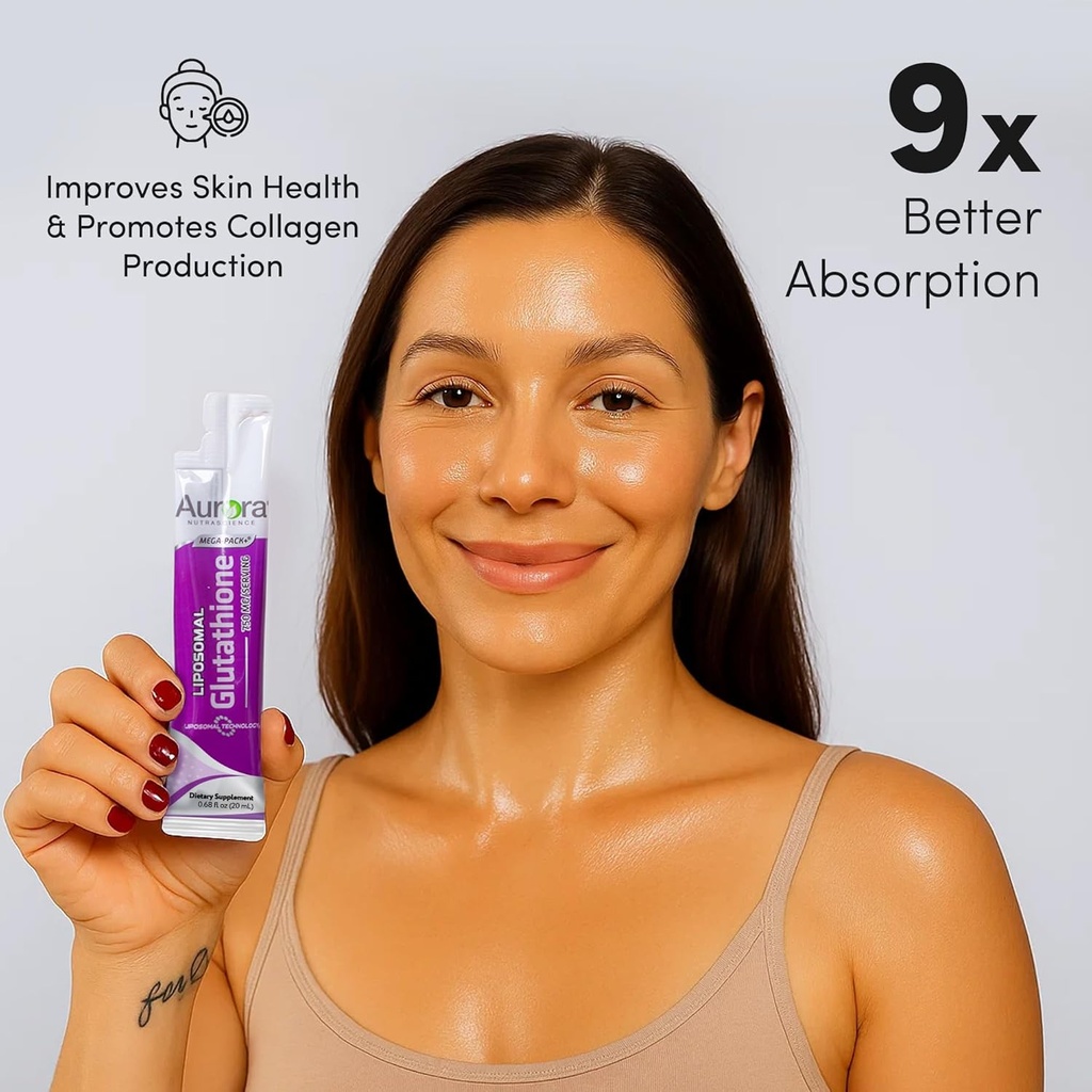 Aurora Nutrascience Mega-Liposomal Liquid Glutathione, Immune & Antioxidant Gut Health Support Supplement, 750 mg per Serving, Non-GMO, Sugar-Free, 32 Single Serve Packets 5