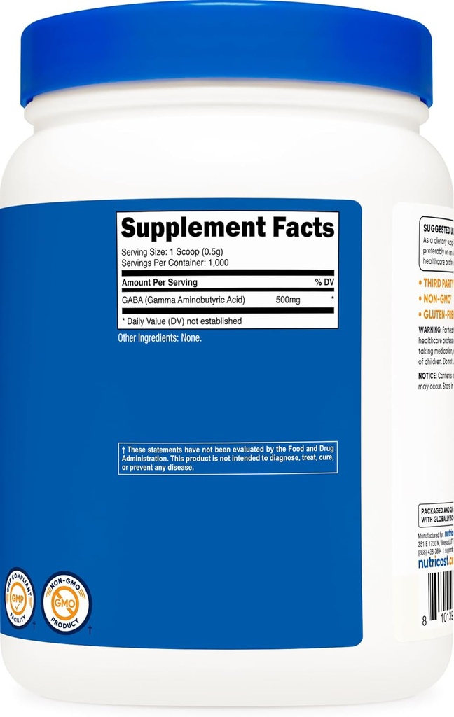 Nutricost Pure GABA 500G Powder (Gamma Aminobutyric Acid) (500 Grams/1.1 pounds) 6