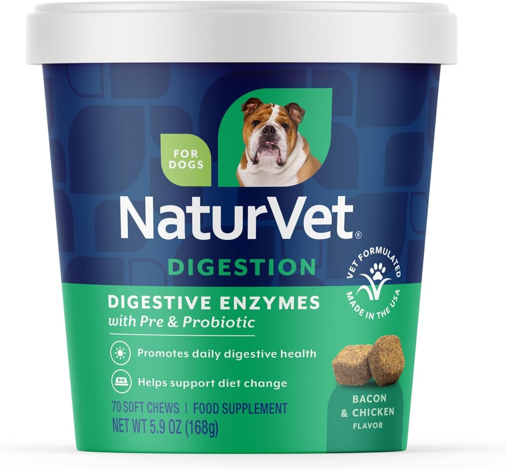 NaturVet – Digestive Enzymes - Plus Probiotics & Prebiotics – Helps Support Diet Change & A Healthy Digestive Tract – for Dogs (Soft Chews, 70 Count) 2