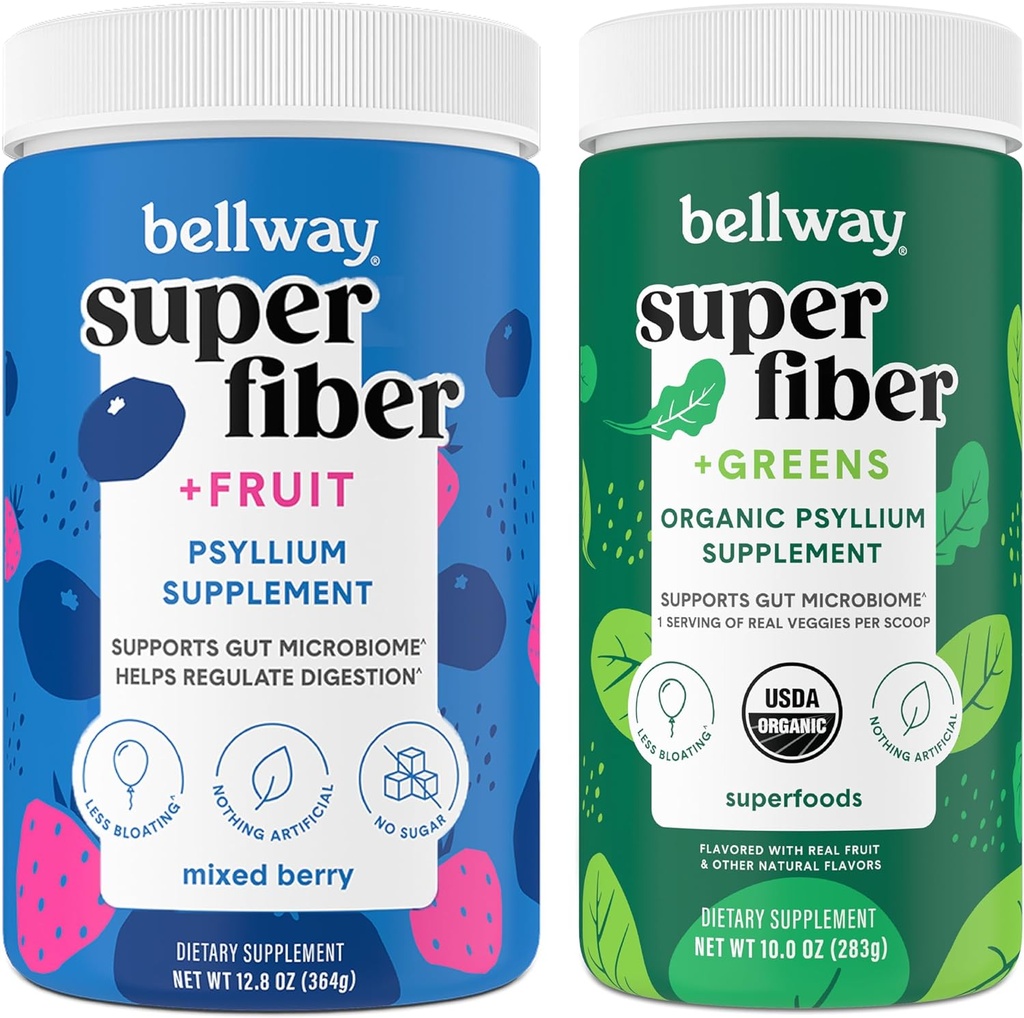 Bellway Super Fiber Powder + Fruit, Mixed Berry Super Fiber + Greens 2