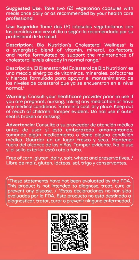 Bio Nutrition Chlolesterol Wellness 60 Vegetarian Capsules | Natural Formula | High in Nutrients 5