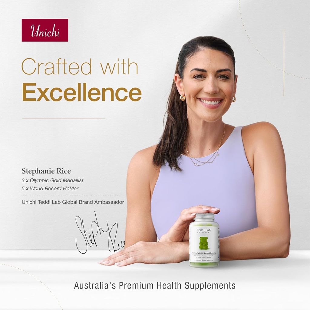 Unichi Women’s Multi-Nutrient Gummy, 18 Essential Vitamins & Minerals Specially Designed for Women, Non-GMO, Lime Flavour, 60 Count 3